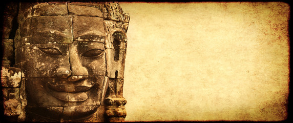 Poster - Grunge background with paper texture and landmark of Cambodia