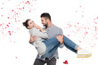 © LIGHTFIELD STUDIOS - boyfriend carrying girlfriend isolated on white, valentines day concept