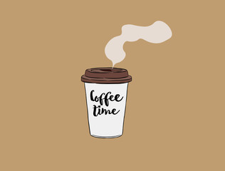 Wall Mural - take away cup of coffee , hand draw vector.