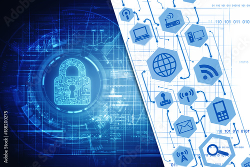 2d illustration Safety concept: Closed Padlock on digital background плакат