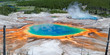 Panorama of Grand Prismatic Spring in Yellowstone national park, Wyoming.