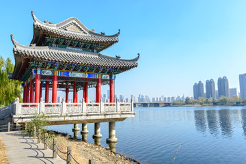 Pavilion in Shenshuiwan Park. Located in Shenyang, Liaoning, China.