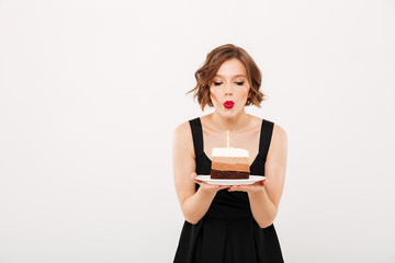 Poster - Portrait of a pretty girl holding plate