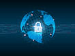 © KC2525 - Cyber Security Concept : Closed padlock protect world global network on binary code background.