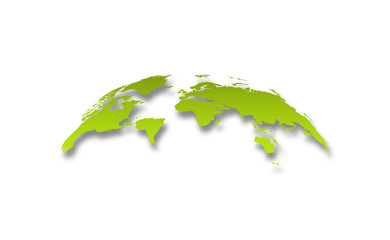 Wall Mural - 3d realistic world map globe with shadow in gradient green