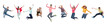 Leinwandbild Motiv group of people or teenagers jumping