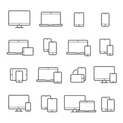 Wall Mural - Device line icon set