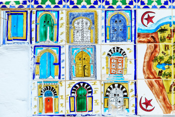 Pattern from colorful Tunisian tiles.