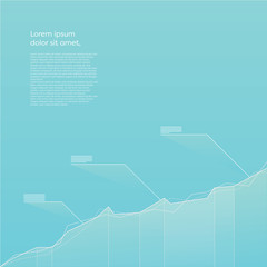 Wall Mural - Modern line graph vector element with blue color gradients. Data visualization concept for analysis, report, presentation, infographics.