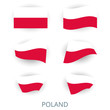 Set of icons of the flag of Poland. A collection of various images of the country's flags. Vector illustration