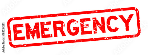 Fotomural Grunge red emergency word square rubber seal stamp on white background