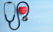 Red heart with stethoscope.