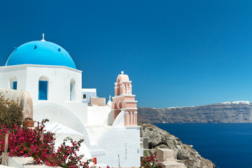 Wall Mural - Church Cupolas and the Tower Bell from Santorini, Greece