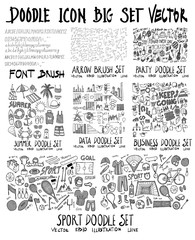 Wall Mural - MEGA set of doodles vector. Collection of Data, Arrow, Party, Summer, Business, Shopping, Sport eps10