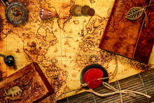 Vintage Travel Background With Old Map