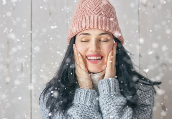 Sticker - Winter portrait of young woman