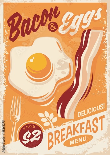 Bacon And Eggs Breakfast Menu Retro Promo Poster Design On Old Paper Texture Buy This Stock Vector And Explore Similar Vectors At Adobe Stock Adobe Stock Bacon And Eggs Breakfast Menu Retro Promo Poster Design On Old Paper Texture Buy This Stock Vector And Explore Similar Vectors At Adobe Stock Adobe Stock