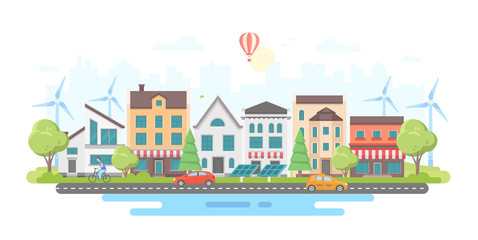 Plakat eco-friendly city district - modern flat design style vector illustration