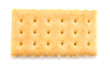 Salty cracker in square shape on white background
