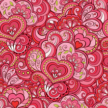 Abstract Romantic Seamless Pattern In Pink Color.