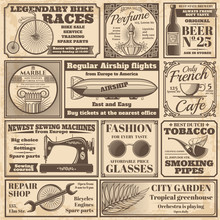 Vintage Newspaper Banners And Advertising Labels Vector Set