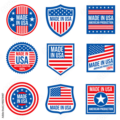 Vintage made in the usa vector badges. American patriotic icons Poster