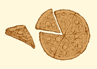 Canvas Print - Pizza. Vector drawing