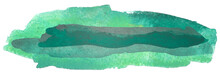 Green Emerald Multi-layered Watercolor Line  On A White Background