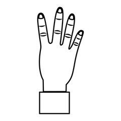 Canvas Print - hand showing four count gesture vector illustration outline design