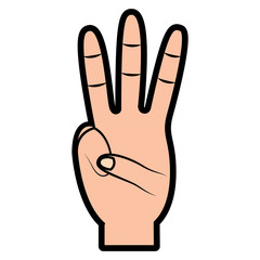 Sticker - hand showing three fingers gesture vector illustration  design