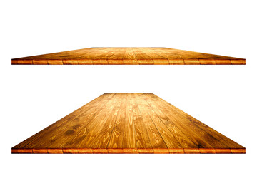 Wall Mural - Empty dining table vintage style with clipping path in perspective view for product placement or montage with focus to table. Wooden board surface.
