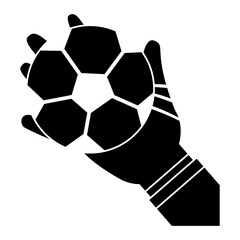 Wall Mural - hands with ball football soccer icon image vector illustration design  black and white