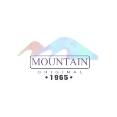 Sticker - Mountain, original estd 1965 logo, tourism, hiking and outdoor adventures emblem, retro wilderness badge vector Illustration