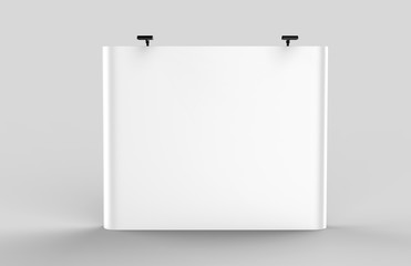 Wall Mural - Exhibition Tension Fabric Display Banner Stand Backdrop for trade show advertising stand with LED OR Halogen Light. 3d render illustration.
