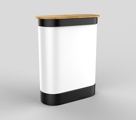 Wall Mural - White blank advertising POS POI PVC Pop Up Promotion counter booth, Retail Trade Stand Isolated on the white background. Mock Up Template For Your Design. 3D illustration