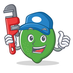 Canvas Print - Plumber lime mascot cartoon style