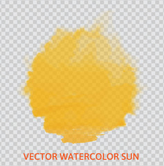 Canvas Print - Vector yellow watercolor sun, isolated on transparent background. Illustration.