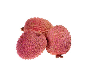 Wall Mural - Fresh lychees (Litchi chinensis) isolated on white