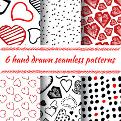 Wall Mural - Hand Drawn Heart Seamless Pattern