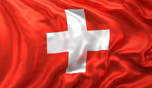 Swiss Flag Waving In The Wind