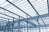 Fototapeta Miasto - Steel structure workshop is under construction