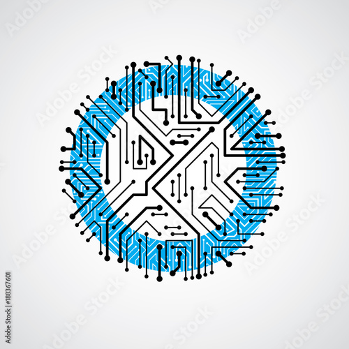 vector abstract colorful technology illustration with round blue