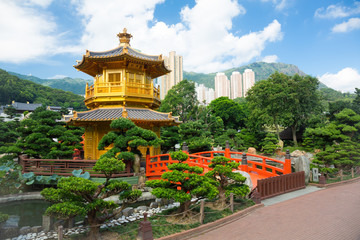 The Golden Pavilion in Nan Lian Garden at in Chi Lin Nunnery, Hong Kong