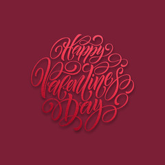 Wall Mural - Festive sparkle layout template design Glitter Lettering Happy Valentine day card. Vector illustration