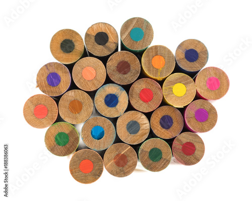 The Bottoms Of A Group Colorful Pencils Isolated On White The Bottoms Of A Group Colorful Pencils Isolated On White Background