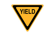 Yield Icon Sign Black And Yellow Isolated On White Background