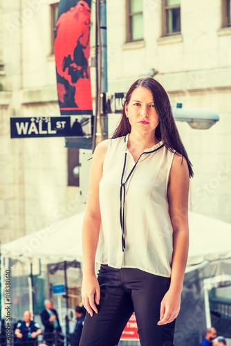 American Woman With Long Black Hair Traveling In New York In Hot