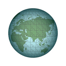 Simple cartographic puzzle of Europe and Africa. Infographics, cartography, business concept.