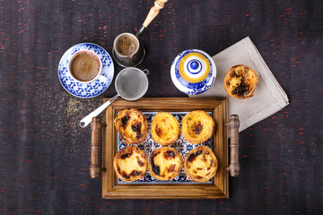 Wall Mural - Pastel de Nata served with coffee