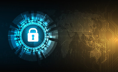 abstract security digital concept on technology background.